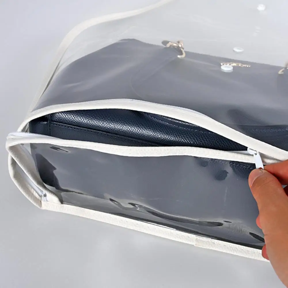 

80% Hot Sales! Foldable Handbag Storage Organizer Transparent Anti-dust Cover Bag with Button
