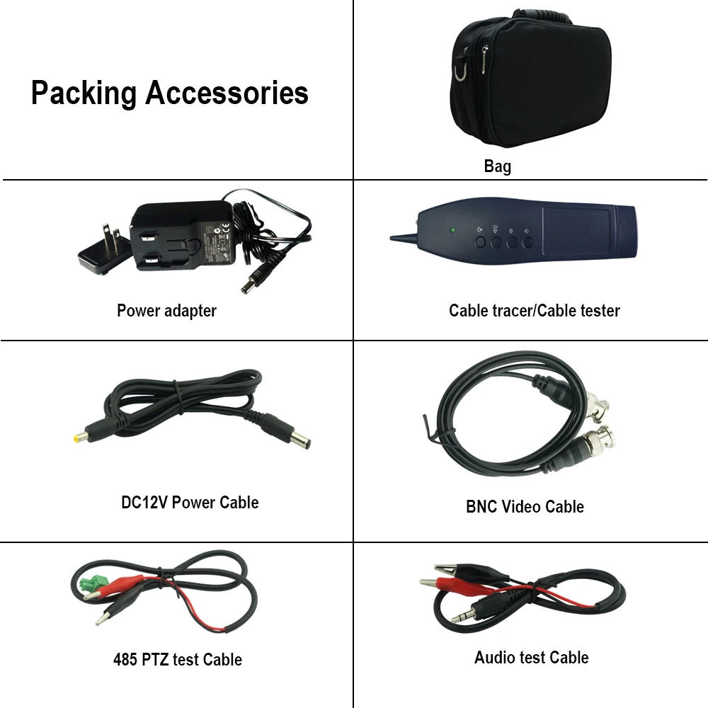

7 inch 1920x1200 Retina Touch Screen H.265 4K IP Analog CVBS Camera CCTV tester monitor with Cable tracer security system