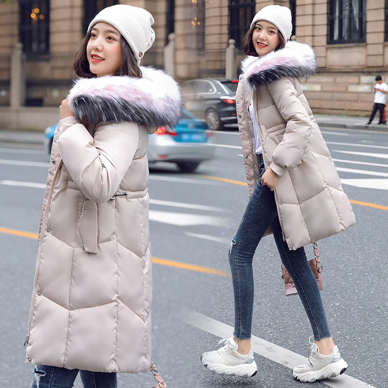 Abrigos Mujer Invierno 2019 женское пальто с капюшоном средней длины парка Меховая зимняя