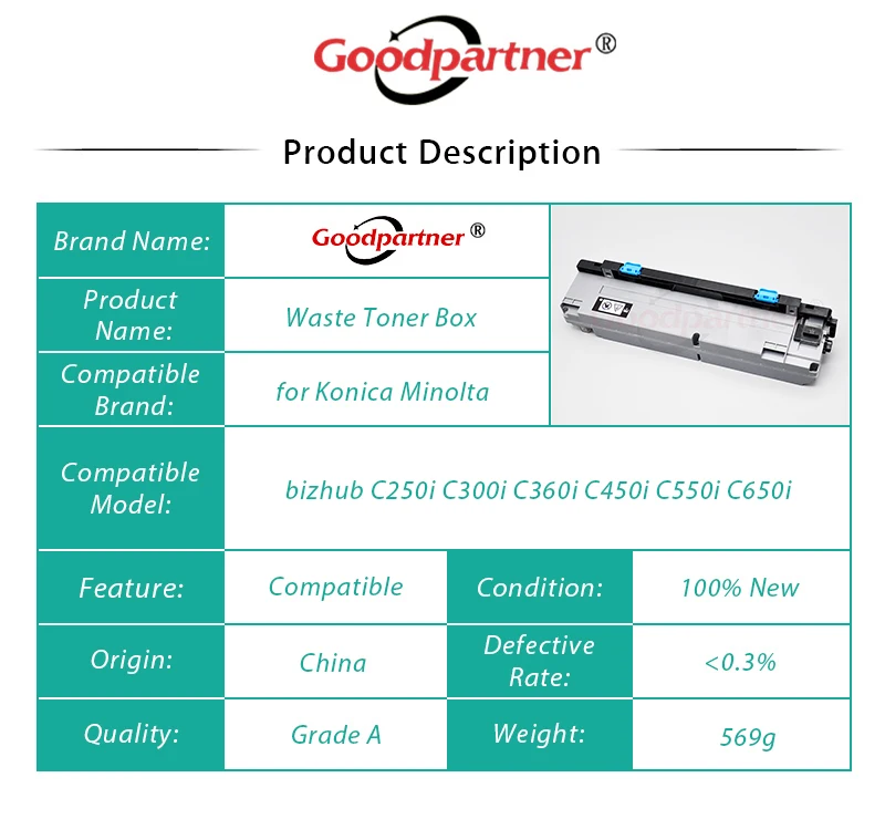 1X WX107 Waste Toner Box for Konica Minolta bizhub C250 C300 C360 C450 C550 C650 C250i C300i C360i C450i C550i C650i C7130i | Компьютеры и