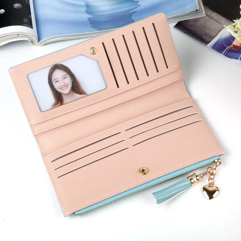 

Ladies Fashion Tassel Zipper Hasp Long Wallet Large Capacity Card Holder Phone Pocket Clutch Bag