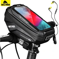wild man cycling handlebar bag bicycle bag rainproof touch screen mtb phone bag 6 7 inch mobile phone case bike bag accessories