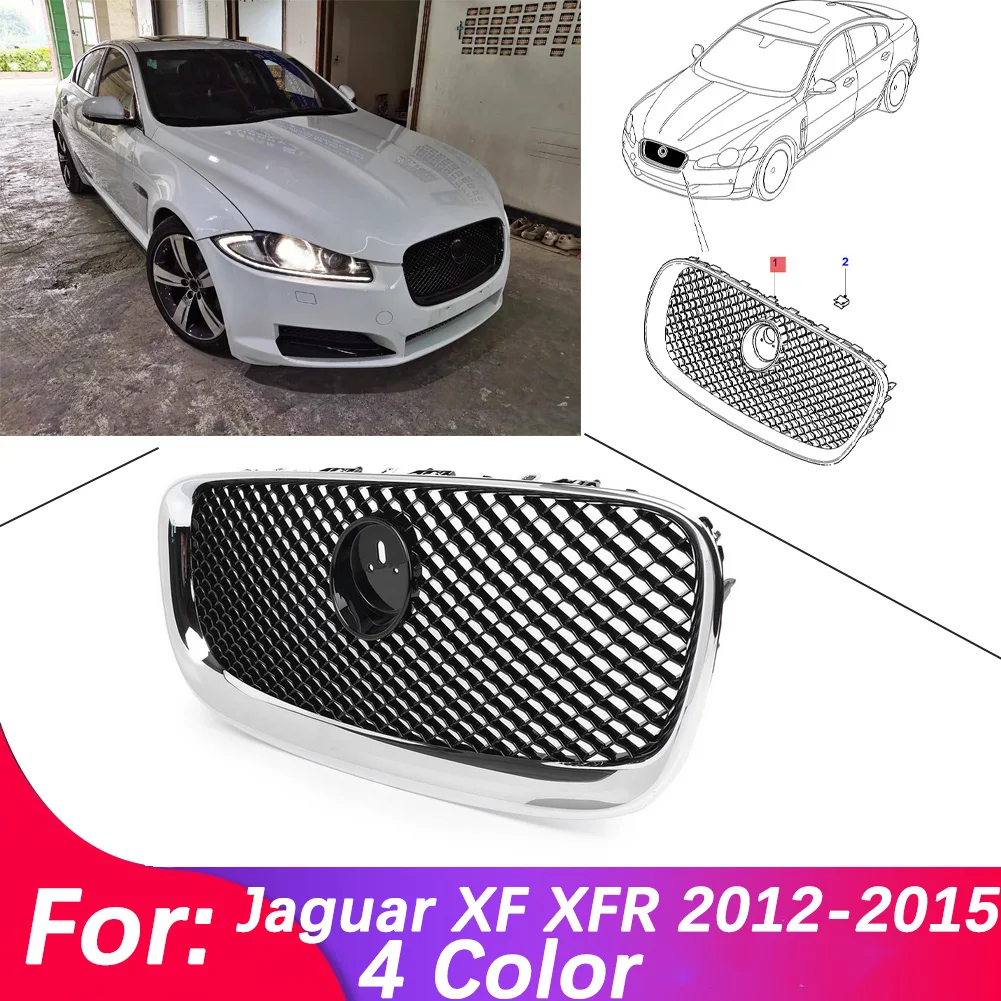 Car Accessory Front Bumper Grille Centre Panel Styling Upper Grill For Jaguar X260 XF XF-R 2012 2013 2014 2015 W/LOGO 12-15