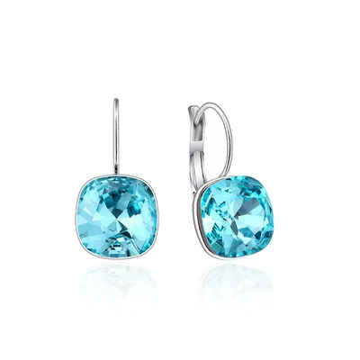Light Blue MOONROCY серебряный цвет кристалл серьги синий розовый зеленый квадратные серьги с кристаллом для женщин подарок ювелирные изделия Прямая поставка - Окраска металла: Light Blue