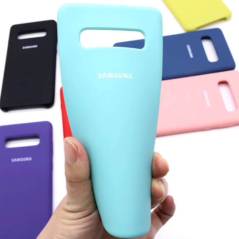 Оригинальный чехол для Samsung Galaxy S10 Plus из жидкого силикона шелковистый мягкий на