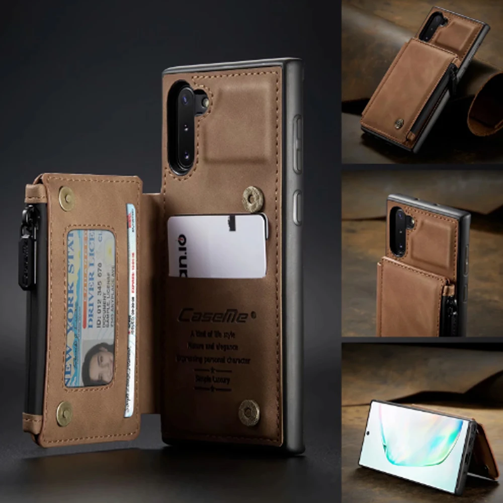 

Роскошный кожаный чехол-кошелек для Samsung Galaxy Note 10, Магнитный чехол-бумажник, бронированный ударопрочный держатель для карт, кошелек, флип-че...