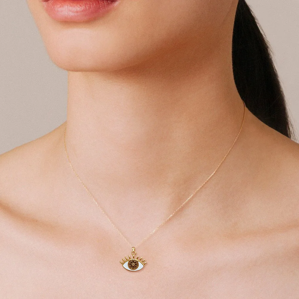 Глаз золотого цвета ожерелье для женщин Длинная цепочка Кристалл турецкое с