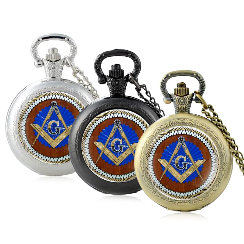 

Classic Vintage Masonic Symbol Glass Cabochon Quartz Pocket Watch Retro Men Women Pendant Necklace Chain Hours Clock Gifts