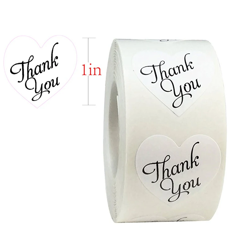 1000 шт в форме сердца спасибо стикер s домашнее свадебное украшение белые бирки