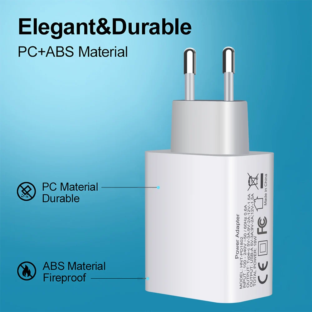 FDGAO 18 Вт Quick Charge 3 0 USB зарядное устройство PD QC3.0 Тип C адаптер для iPhone 12 Pro Max Samsung S20 S10