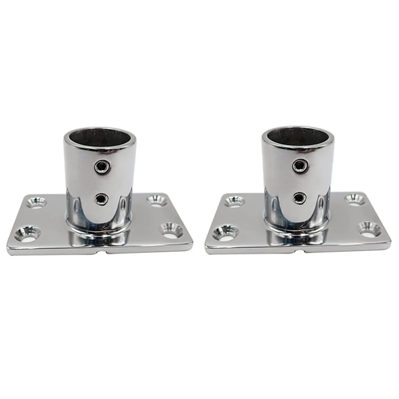 

ELOS-2 Pcs 90 Degree Boat Deck Hand Rail Fittings Rectangular Base for 25mm Tubing Marine Dock Hardware, 316 Stainless Steel