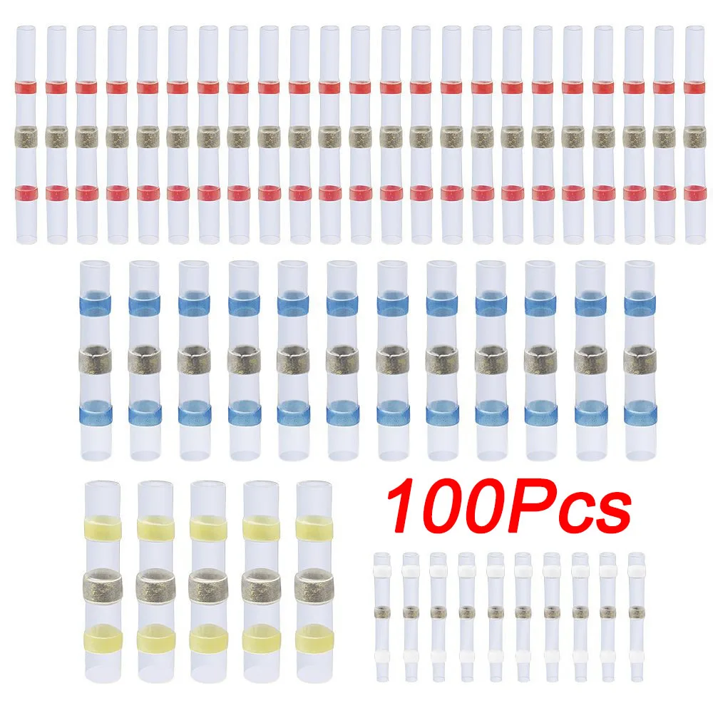 

100Pcs/Lot Waterproof Solder Seal Heat Connector Shrink Butt Connectors Lug Terminals Electrical Wire Car Insulated Terminal