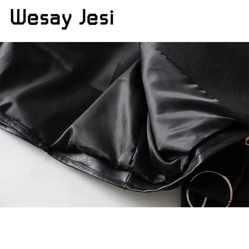 Осенняя женская черная приталенная крутая Женская куртка из искусственной кожи