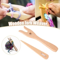knitting fork and big eye needle kit wooden hand weaving ancient cording tool for diy looming knitters sec88