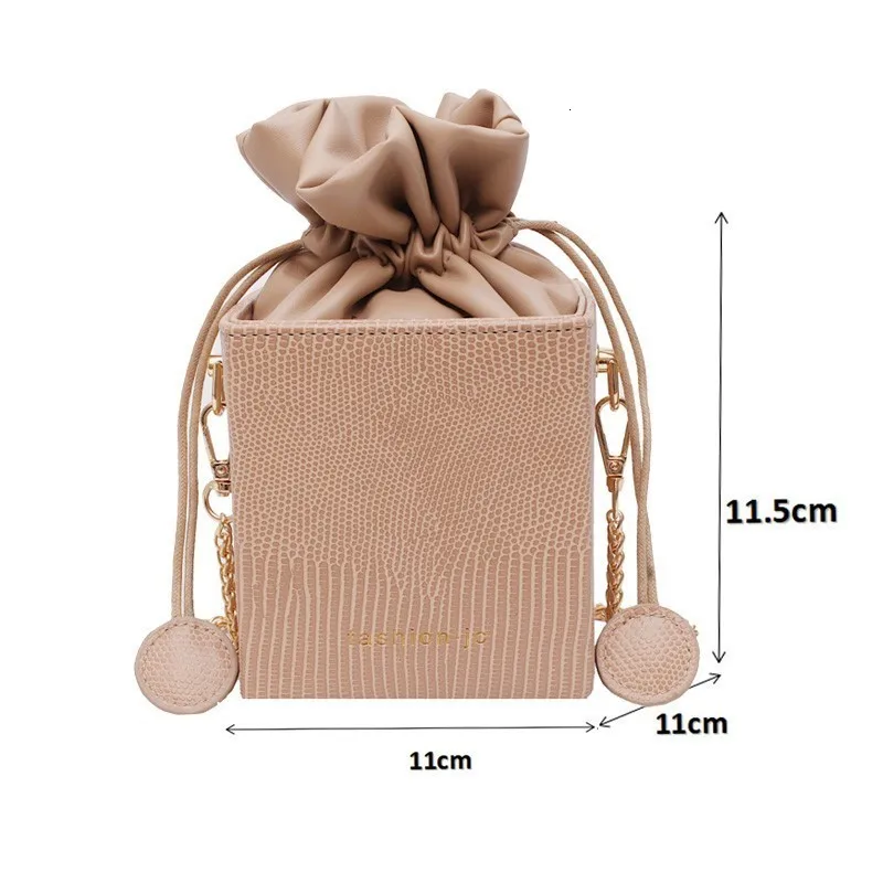 

LUCDO Brand Fashion Drawstring Bucket Women Purses Bags Small Flap Ladies Handbags Box Shape Crossbody Bags For Women Sac A Main