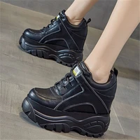 ankle boots womens genuine leather fashion sneakers platform wedge high heels oxfords chunky creepers party pumps round toe