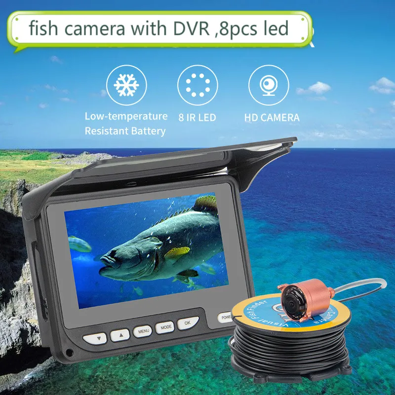 

WF05C 4.3" Inch DVR Recorder 1000TVL Fish Finder Underwater Fishing Camera Infrared Lamp For Ice/Sea/River 8500mah battery 20M