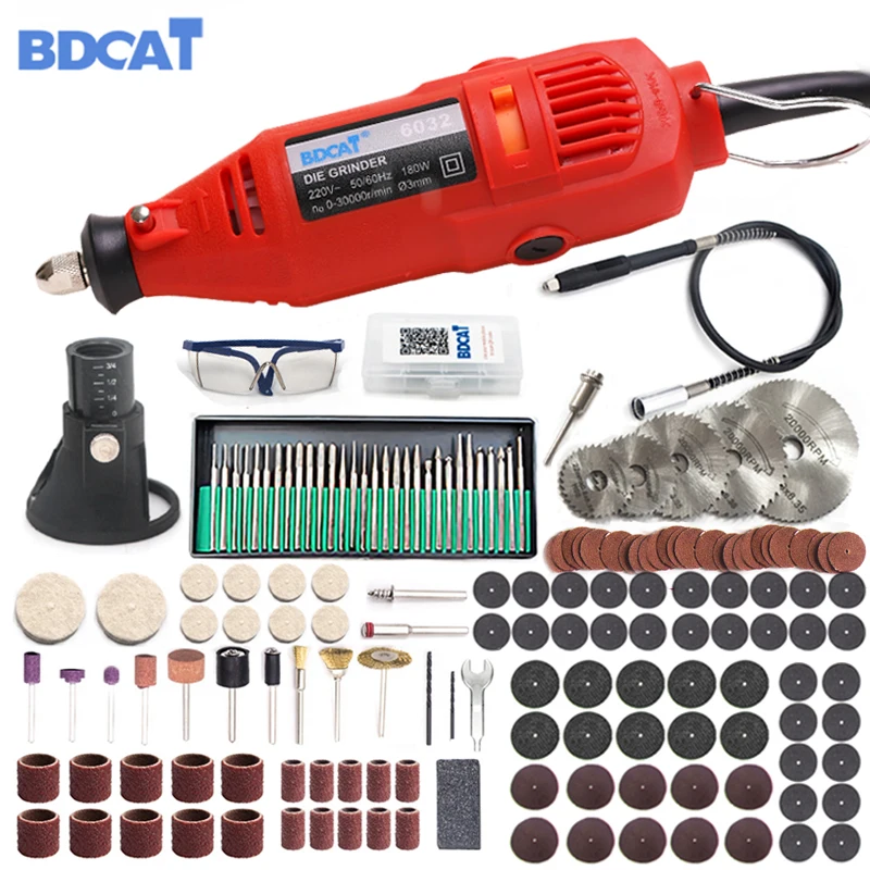 BDCAT 220 В Dremel электрическая гравировальная мини-дрель полировальная машина с переменной скоростью роторный инструмент с 186 шт. аксессуары для электроинструментов