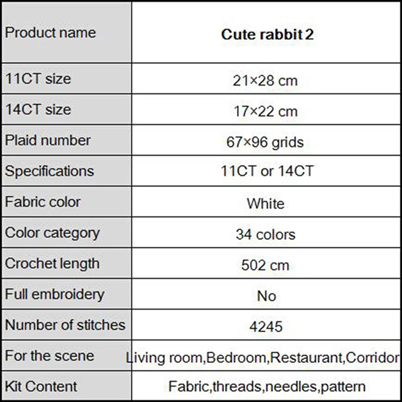 Joy Sunday Новое поступление милый кролик 2 рукоделия Сделай Сам 14CT DMC китайские