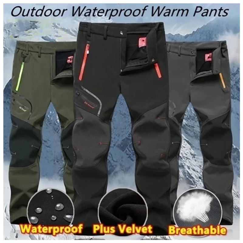 

Men Oversized Plus size Winter Softshell Fleece Outdoor Pants Trekking Fish Camp Climb Hiking Ski Warm Travel Trousers Free ship