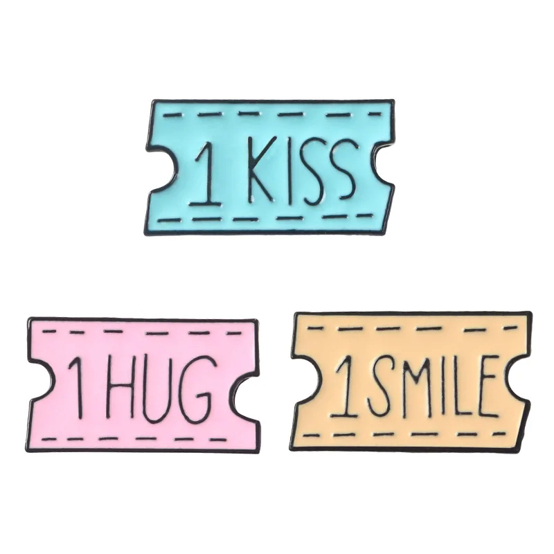 Броши с эмалью One Hug Smile Kiss забавные заколки для лацкана значки билета аксессуары