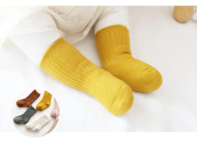 

0-5Y Autumn Winter Baby Girls Boys Socks Solid Warm Thick Leggings For Children 6 Colors