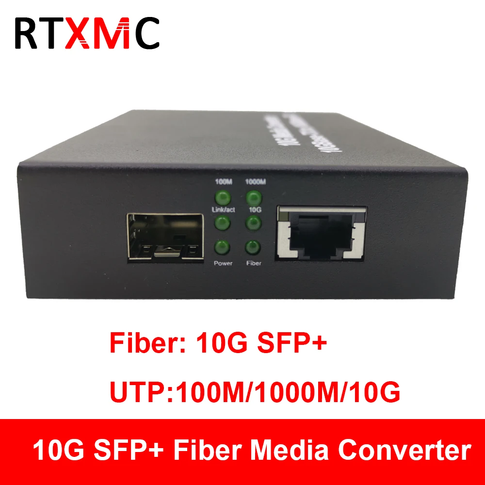 

10G Enhanced SFP+ Media Converter 10GBase-T Ethernet Switch RJ45 to Optical Fiber Optic Transceiver Optical Convert FTTH Tool DC
