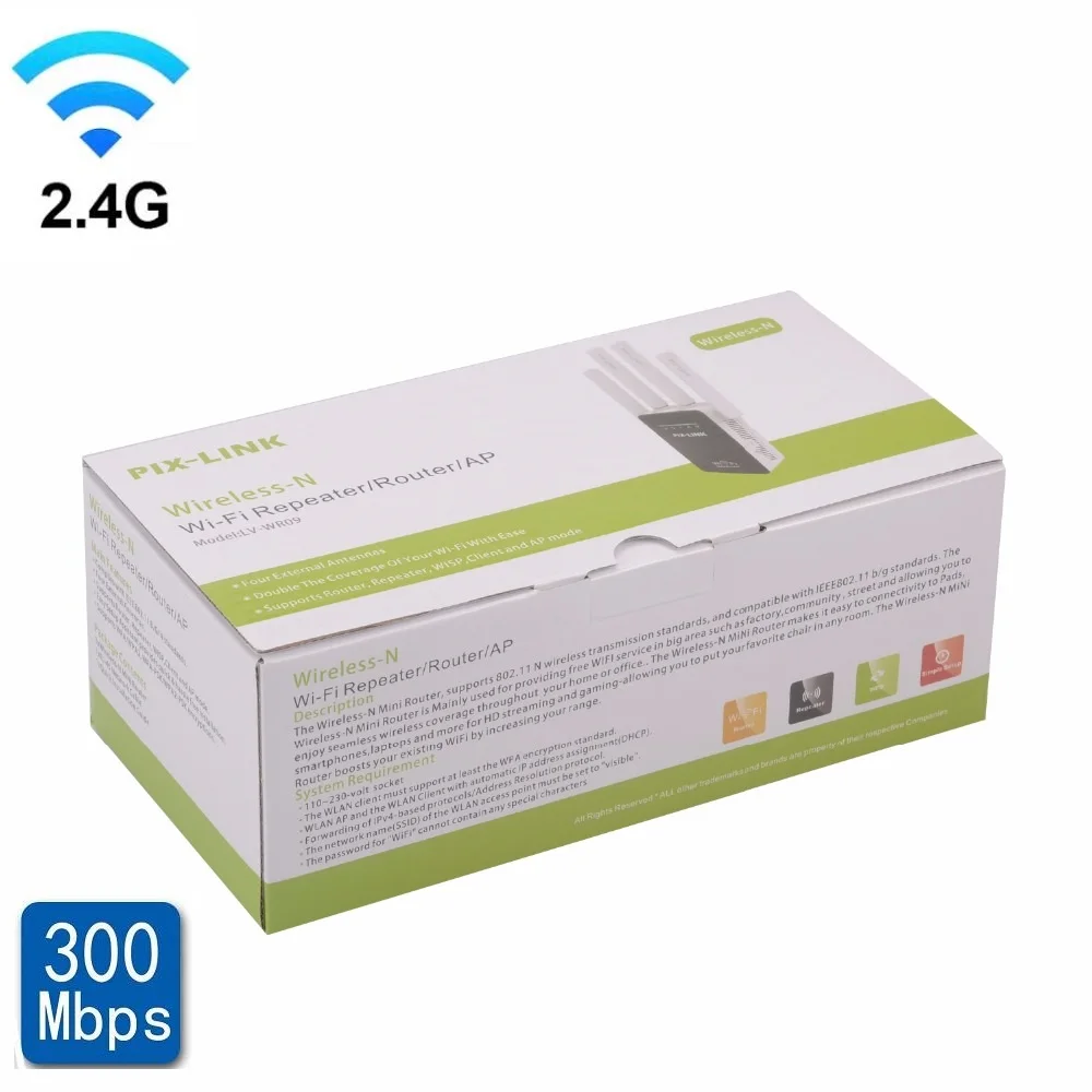 

Stable 2.4GHz WiFi Repeater 300Mbps Network Wireless Router High Gain Antenna 2 RJ45 Ports Signal Booster Long Distance Extender