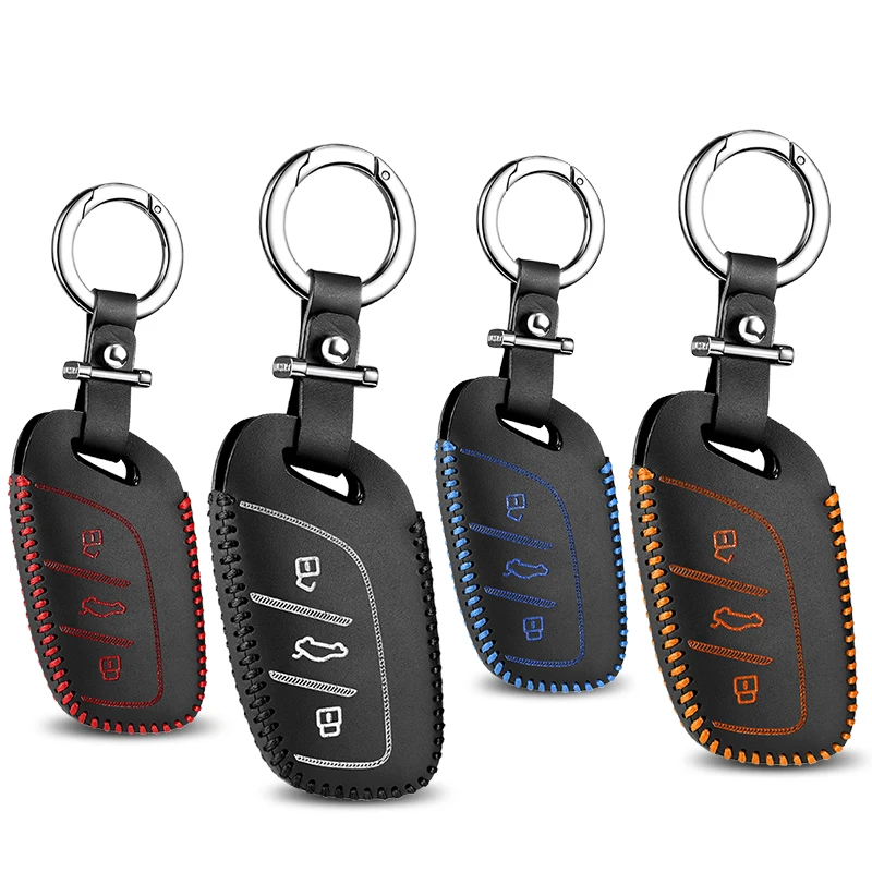 

For MG HS 2018 leather Smart Remote key Case Cover Holder
