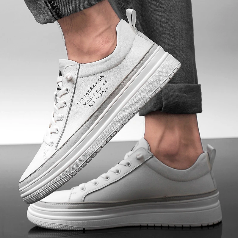 Мужские кроссовки из натуральной кожи повседневные прочная долговечная подошва