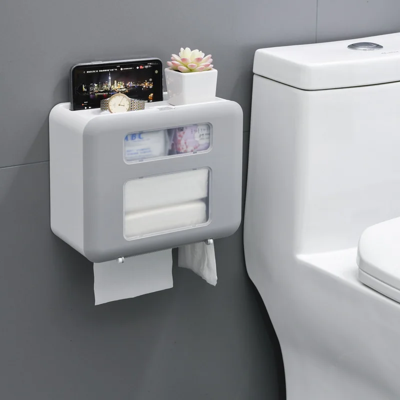 4 Color Double Layer Toilet Paper Holder Tissue Box Wall Mount Multifunction Waterproof Bathroom Storag Durable Home | Дом и сад