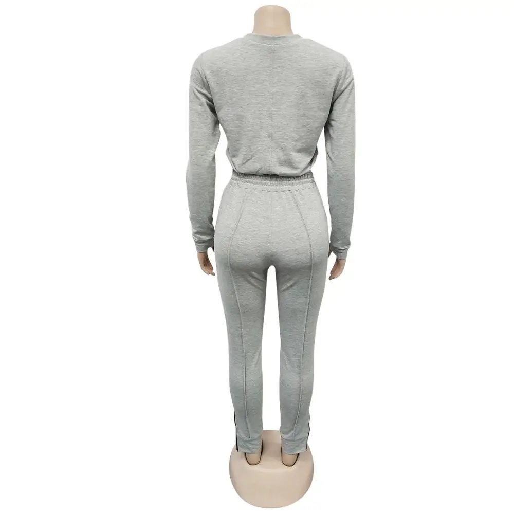 

Casual Top+Pants Women Tracksuits Long Sleeve Fleece Autumn Bandage Solid Two Piece Sets Fashion Winter Warm Suits Club Outfits