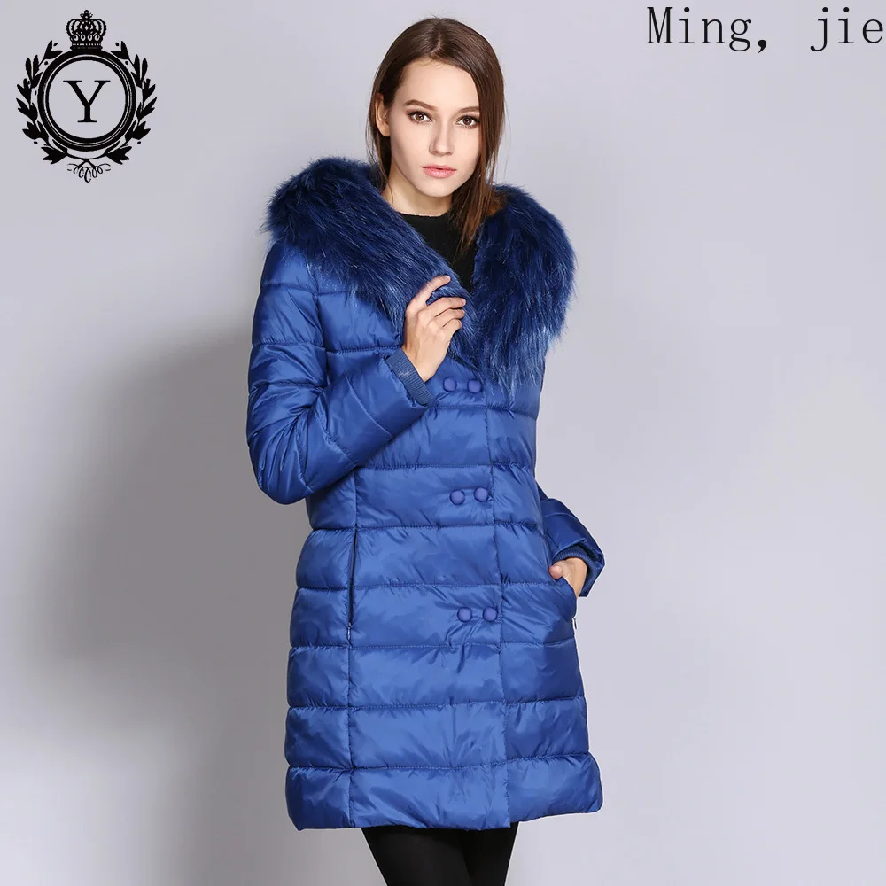 

2020 New Cotton-padded Jacket Women's Winter Coat with Large Fur Collar Mid-length Loose Down Padded Jacket Bubble
