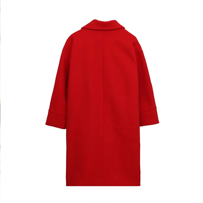 

Red Plus Size Women Blend Loose Long Jacket Korean Casual Outwear Coat Fashion Fall Winter female Blends DZA030