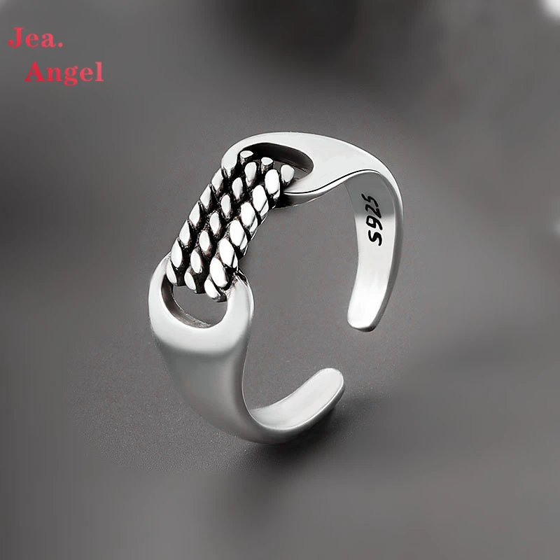 

Jea.Angel 925 Серебряные панковские Реверсивные кольца, дизайнерские открытые кольца на палец, фотосессия для дня рождения