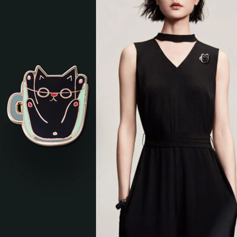 Очаровательны глупая чашки шпилька с подвеской Кот забавные подарки для