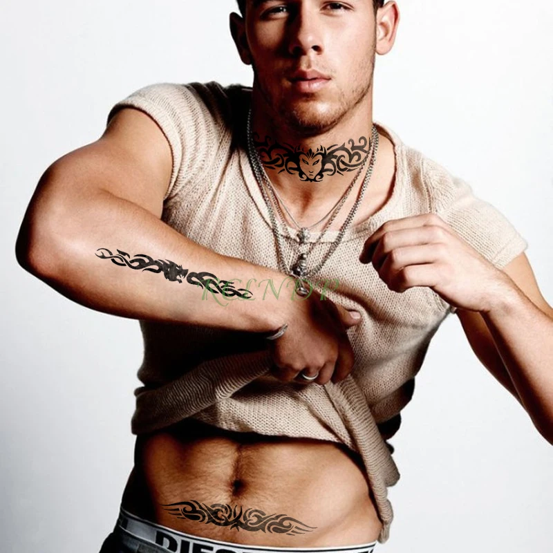 Водонепроницаемая Временная тату наклейка этнический тотем старая школа