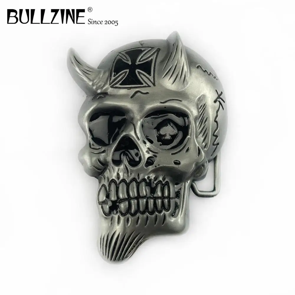 Оптовая продажа пряжка Bullzine из цинкового сплава с черепом оловянной отделкой