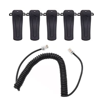 6 pcs talkie accessories black 1 pcs 8pin microphone cable cord for icom mobile radio speaker 5 pcs belt clip for baofeng bf