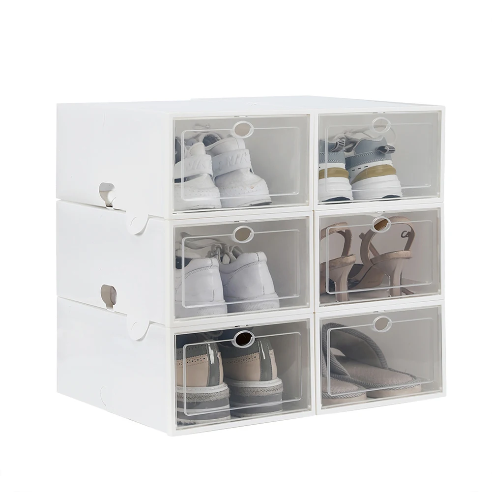 

Lightweight And Portable Shoe Storage Boxes 24 Pack Clear Plastic Stackable White Basket Cloth Storage Boxes Space-saving Holder
