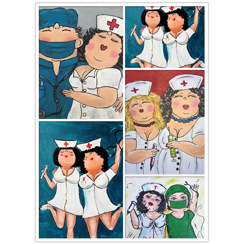 

Square/Round Drill Diamond Painting fat nurse women 5D DIY Diamond Embroidery Kind Doctor Mosaic Hospital Family Deco