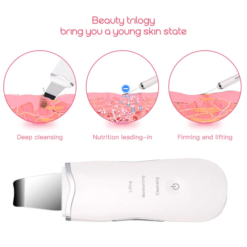

Ultrasonic Peeling Beauty Instrument Introduction Improve Skin Shovel Machine Face Cleaning Remove Dirt Blackhead Machine