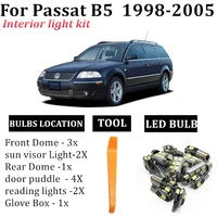 13x canbus car led interior map dome light package kit fit for vw passat b5 1998 2005 trunk mirror lamp car accessories