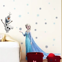 disney frozen princess cartoon elsa anna wall stickers girl children room background decoration removable kids bedroom poster