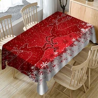 christmas deer bell tablecloths background cloth print table cover home furniture dustproof cover decor coffee table home party