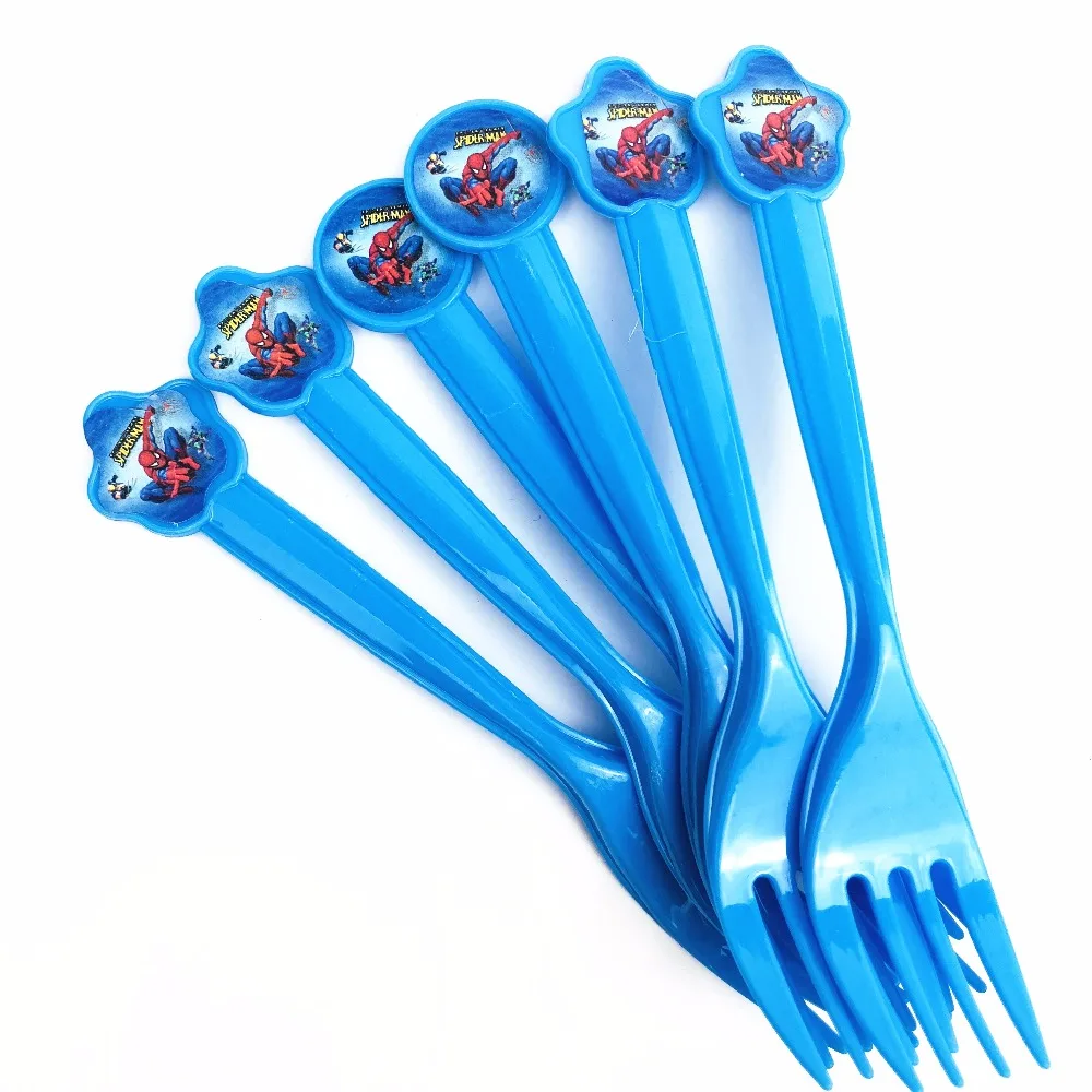 

10pcs/set Spiderman Knives/Forks/Spoons Cartoon Theme Party For Kids Birthday Decoration Theme Disposable Forks Party Supplies
