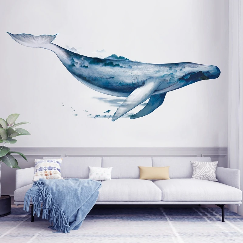 

Promotion! Large Whale Animals Wall Sticker PVC 3D Art Decal Sticker for Children Room Nursery Wall Decoration Home Decor 155X64