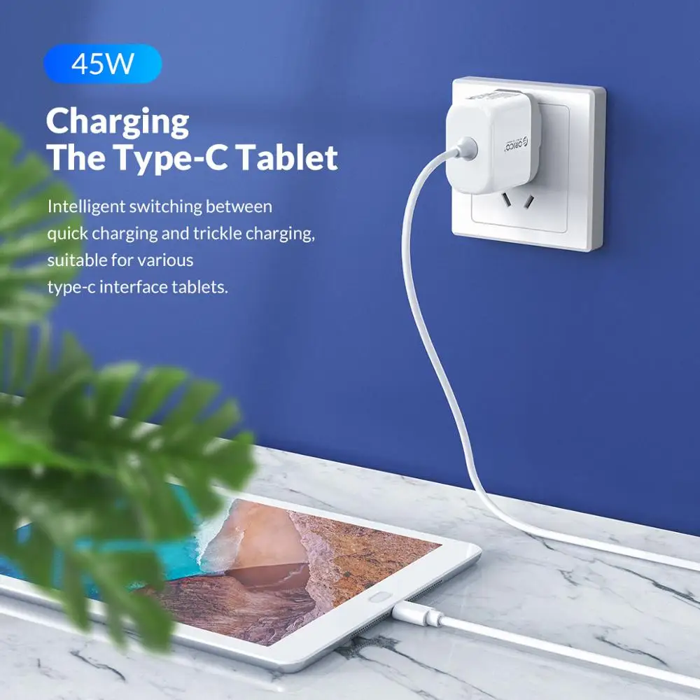 Зарядное устройство ORICO PD 3 0 с функцией быстрой зарядки и кабелем Type C для QC 18 Вт/30