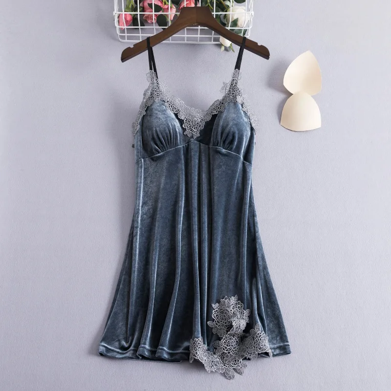 Женская Мягкая ночная рубашка мягкая бархатная Ночная на бретельках без рукавов