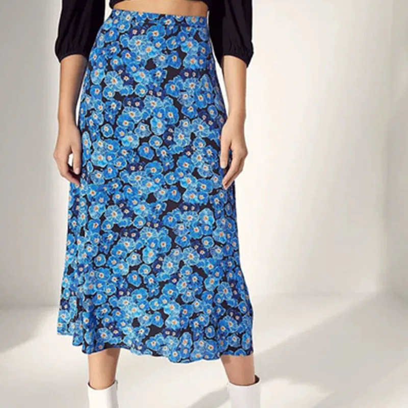 

Женская шифоновая юбка с цветочным принтом, на молнии